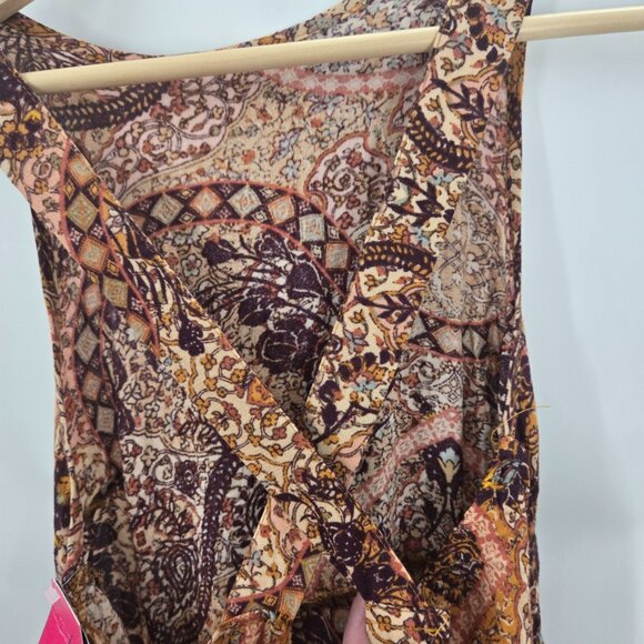 Xhilaration Orange Brown Boho Gypsy Gauze Semi-Sheer Maxi Dress Size Small - Picture 9 of 12